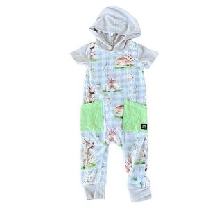 Rags to Raches Bunny Check One Piece Romper 6-12 Mos GUC